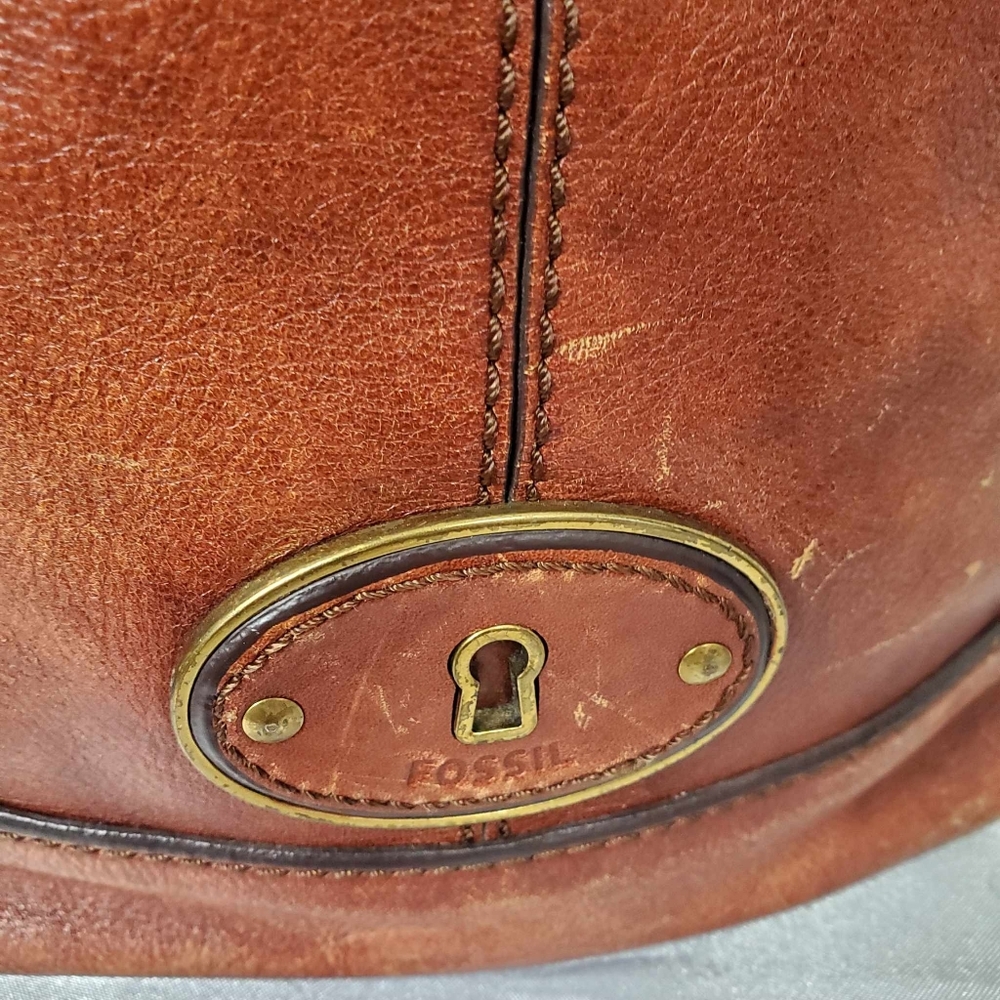Vinrage Fossil Maddox Bucket Bag Brown Leather Slouch Shoulder Bag - Picture 7 of 17